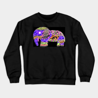 elephant in rainbow folk arts ecopop zentangle Crewneck Sweatshirt